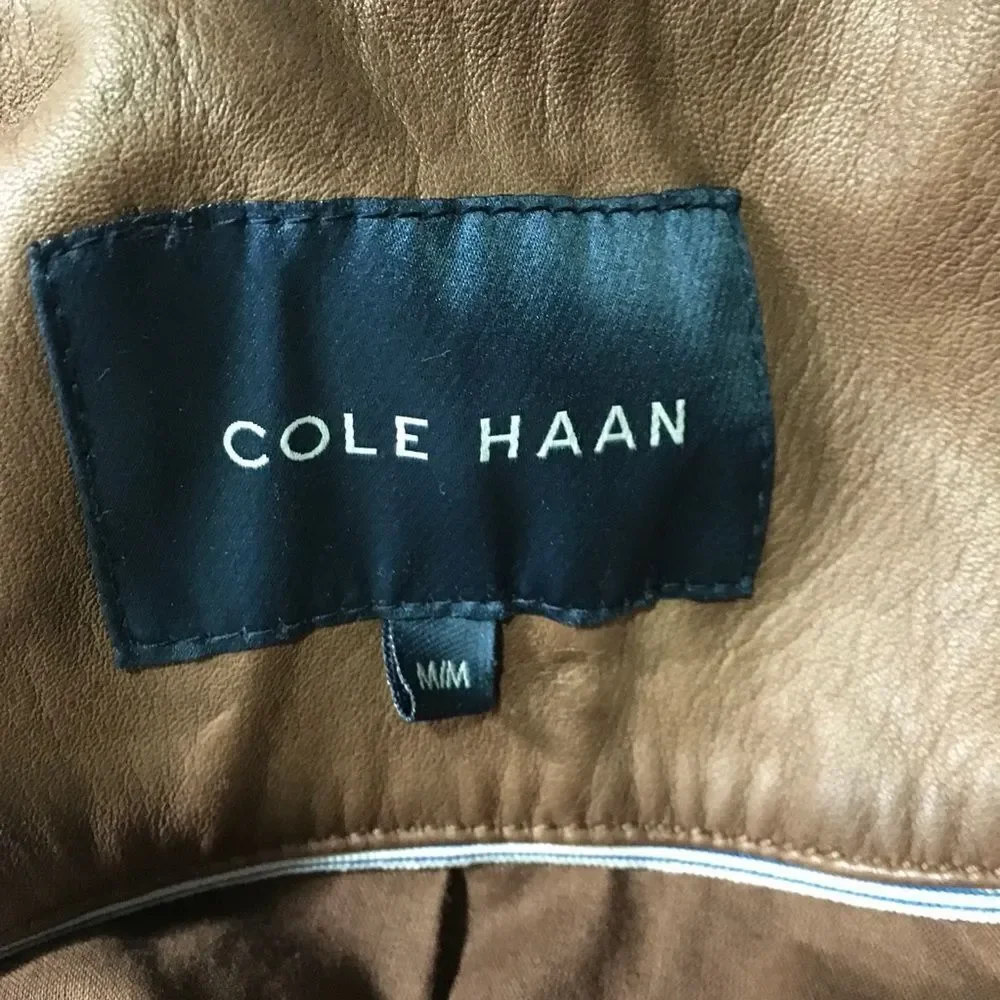 Cole Haan brown leather moto jacket M
